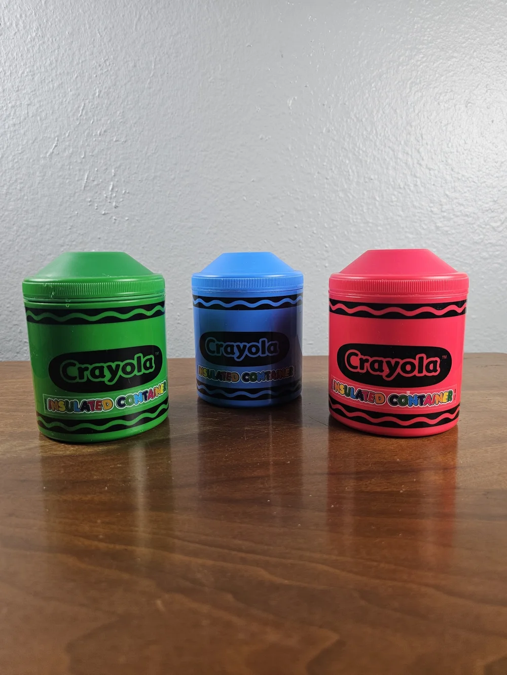 Crayola Thermos Storage Containers Set of 3 Red Green Blue with Screw on Lid